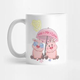 Happy Valentine's day-Valentines Pig You + Me = Love Mug